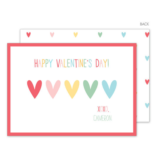 Colorful Hearts Valentine Exchange Cards
